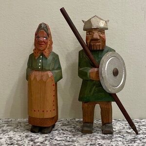 Scandinavian Hand Carved Wood Figures